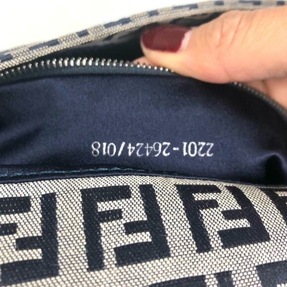 Vintage Fendi Zucchino Navy Blue FF Monogram Baguette Shoulder Bag - Picture 12 of 12